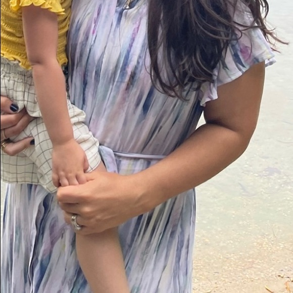 Side Stitch Flutter Sleeve Maxi Dress “watercolor” - Picture 7 of 8